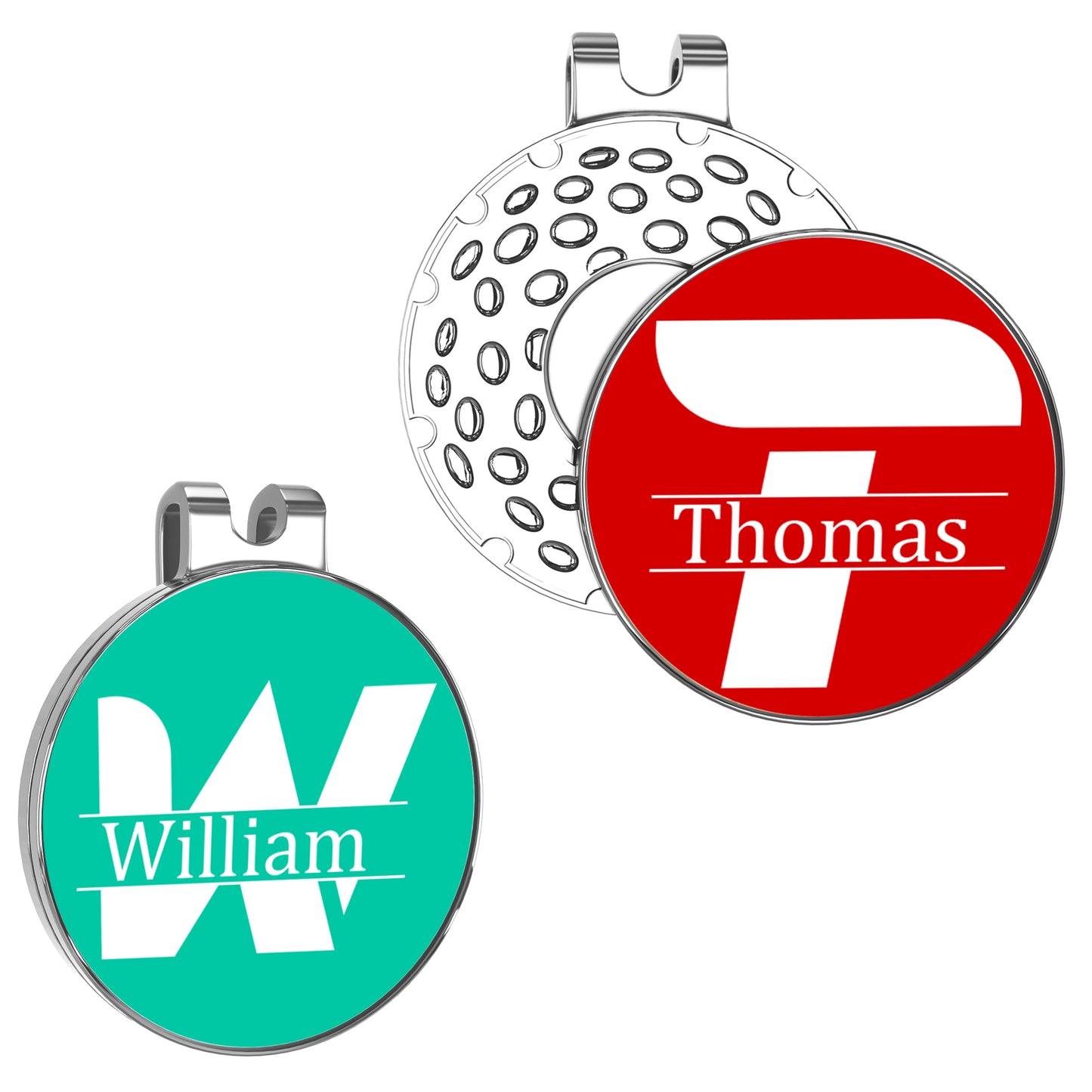 2-Pack Custom Golf Ball Markers | Magnetic Hat Clip & Laser-Engraved Logo/Name - Personalized Golf Gifts