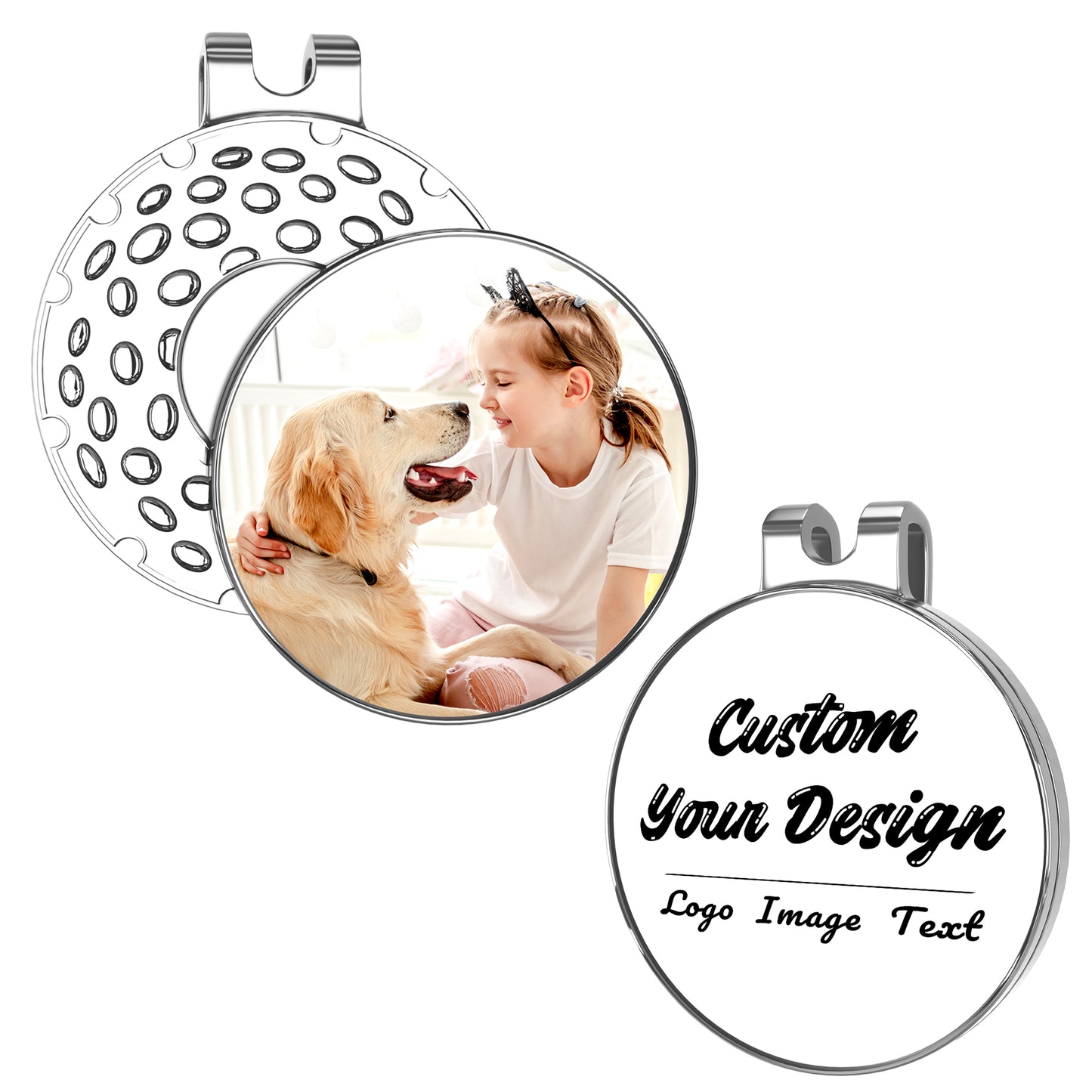2-Pack Custom Golf Ball Markers | Magnetic Hat Clip & Laser-Engraved Logo/Name - Personalized Golf Gifts