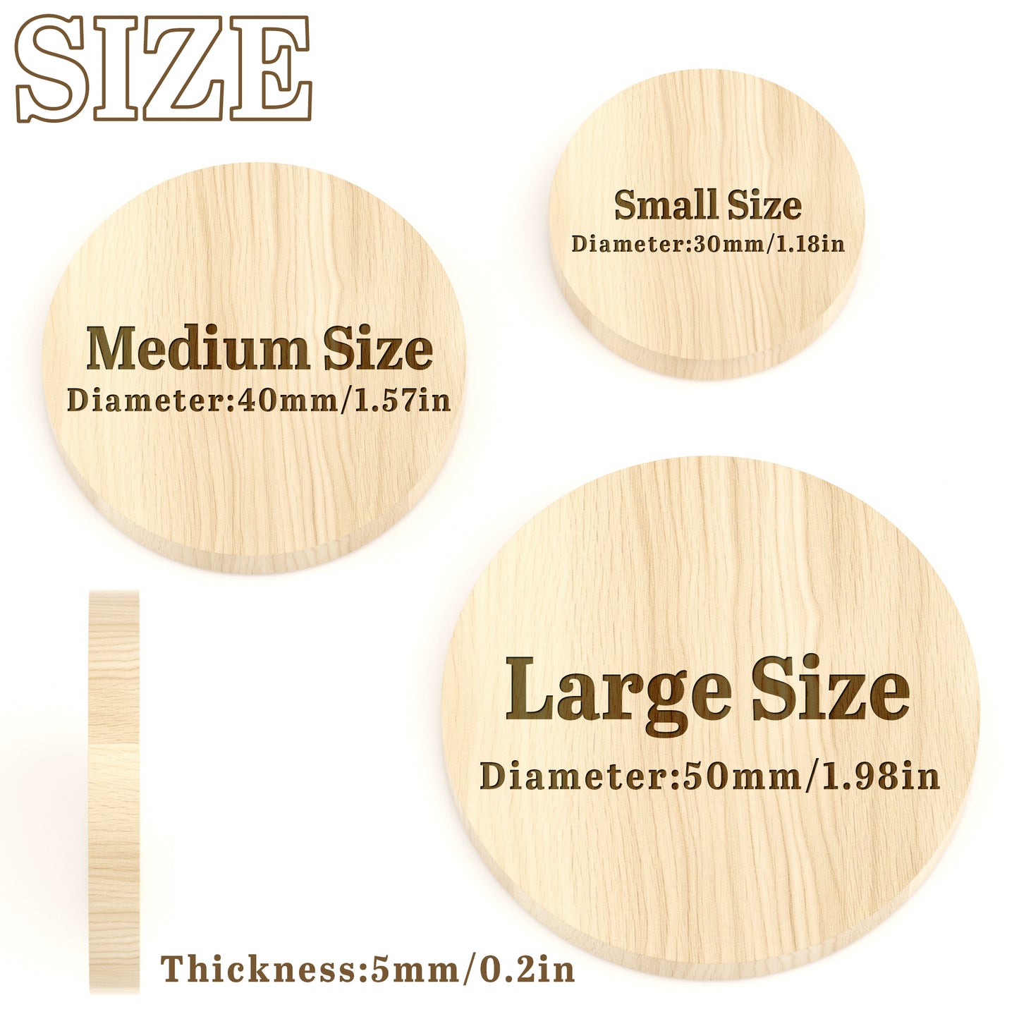 Custom Engraved Wooden Tokens Double-Sided Laser Etched Drink Coins for Weddings, Corporate Branding & Game Nights