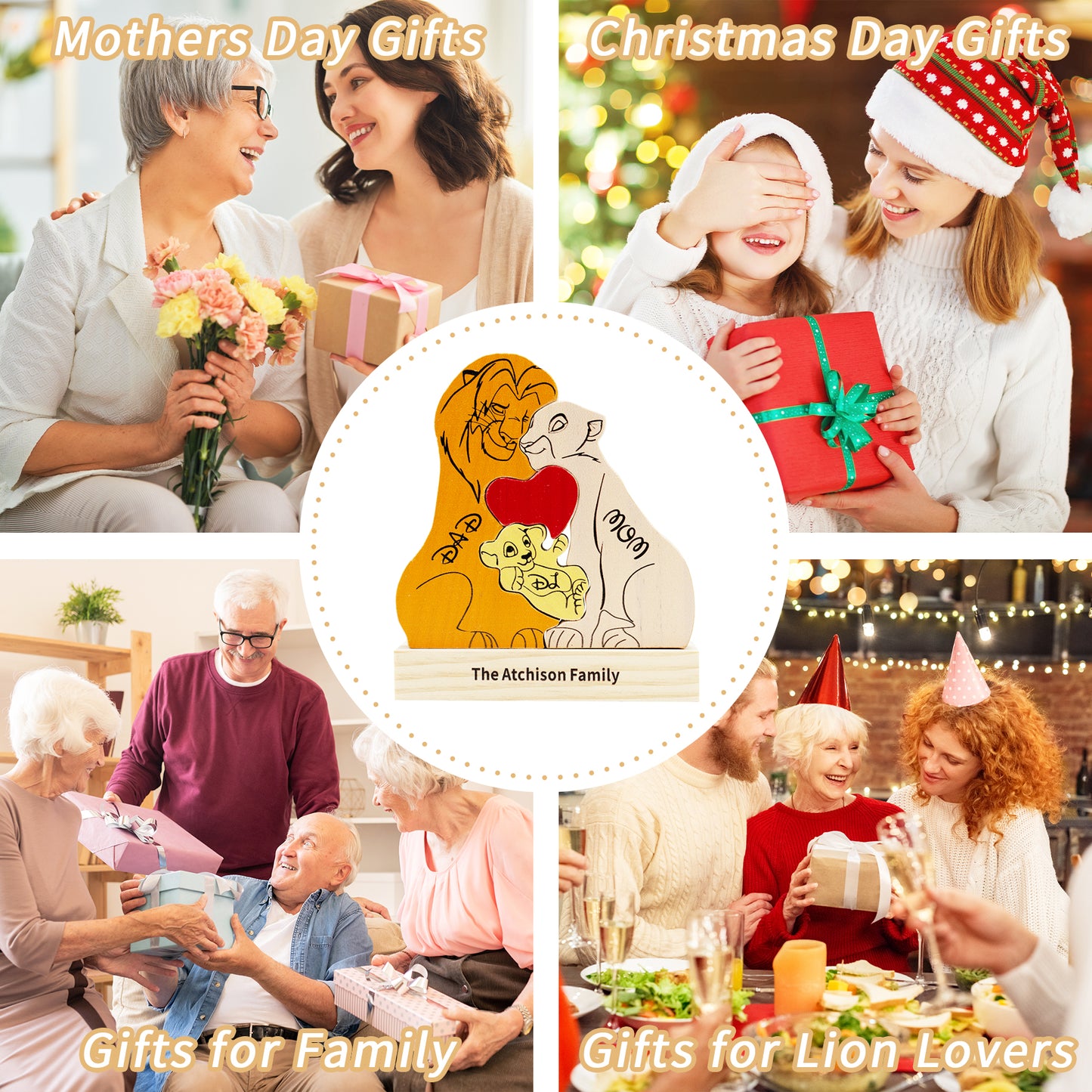 Custom Family Lions Family Puzzle Personalized 2-10 Names Gifts